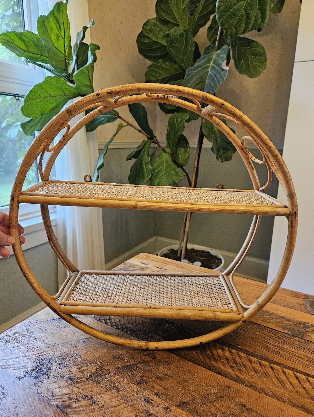 Vintage Rattan Bamboo Shelf